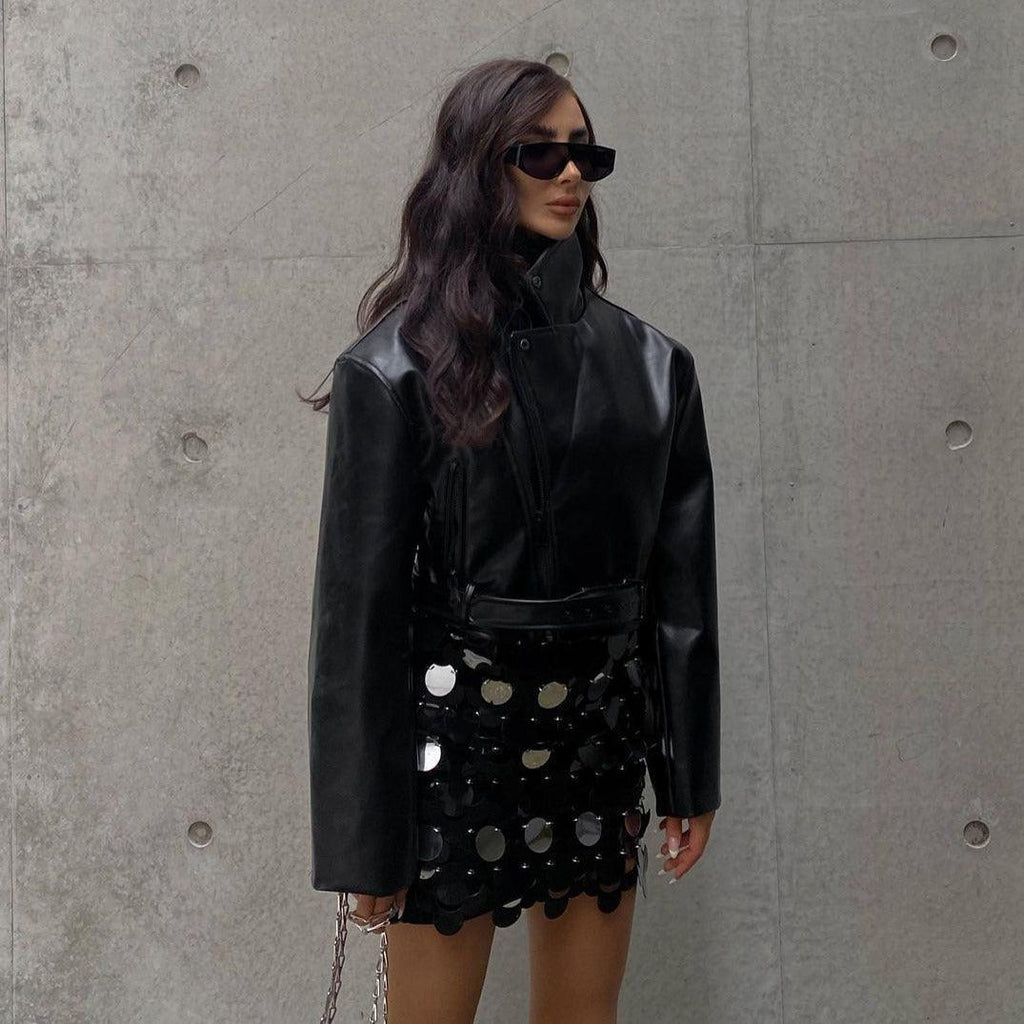 Date Me Now Black Sequin Mini Skirt