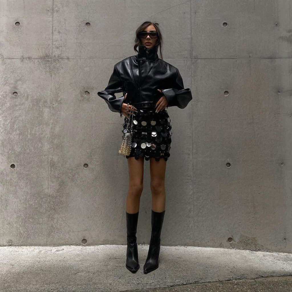Date Me Now Black Sequin Mini Skirt