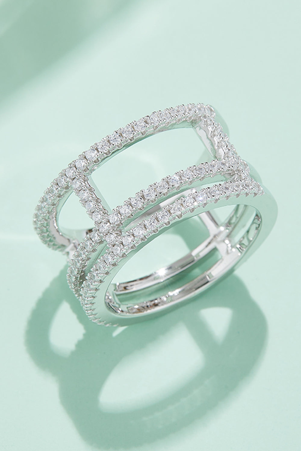 Adored Sparkala™ Cutout Wide Ring (Platinum Over Pure Sterling Silver)
