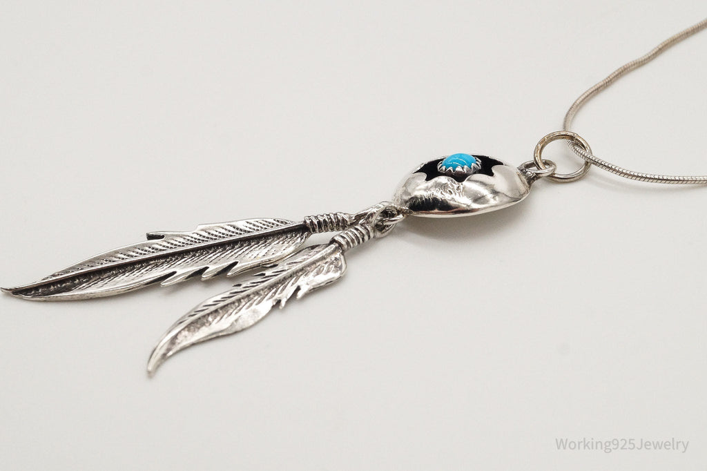 Vintage Native American Turquoise Sterling Silver Necklace