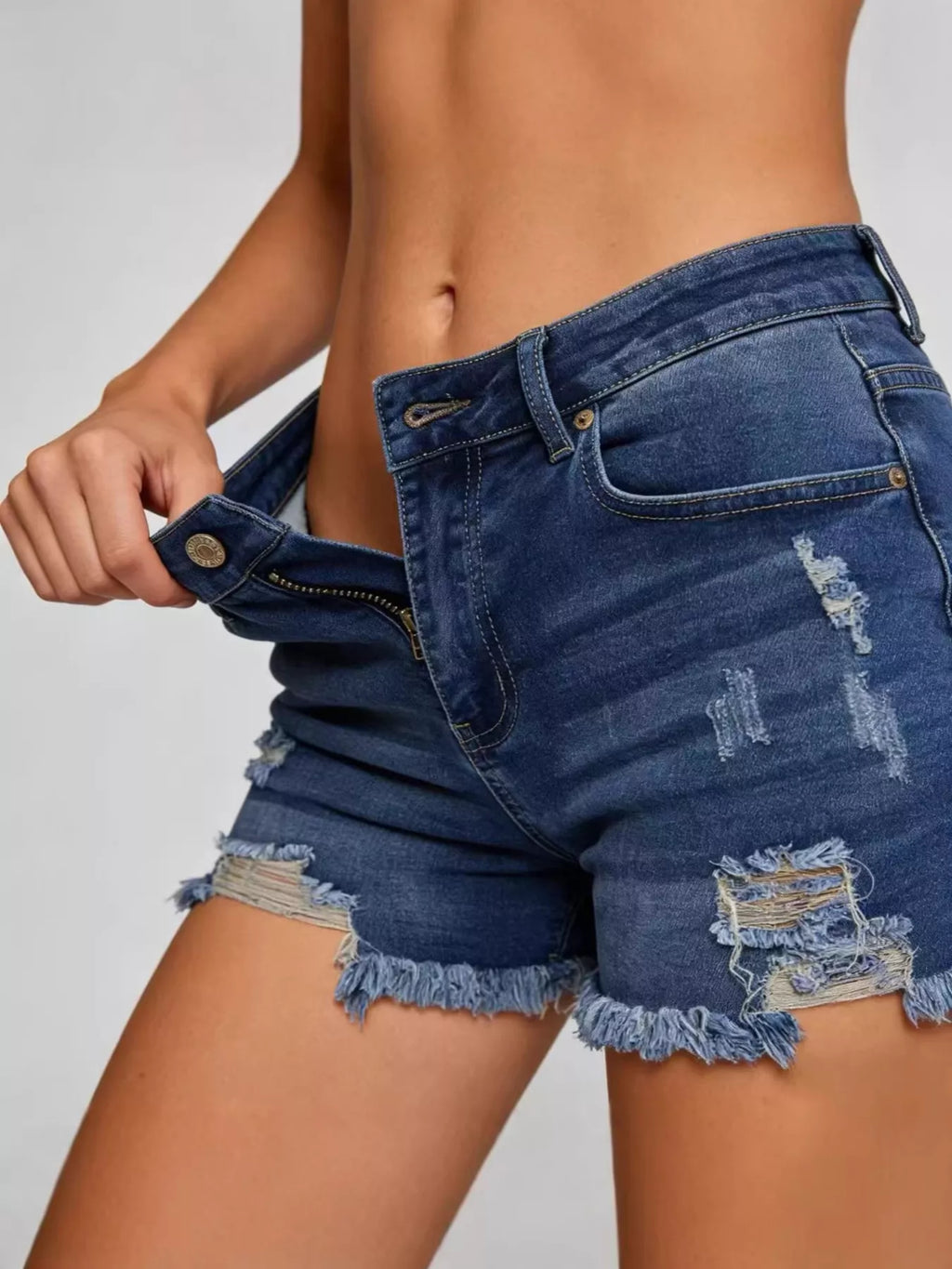 Women's Distressed Frayed Hem Denim Shorts Summer Casual Jean Cutoffs