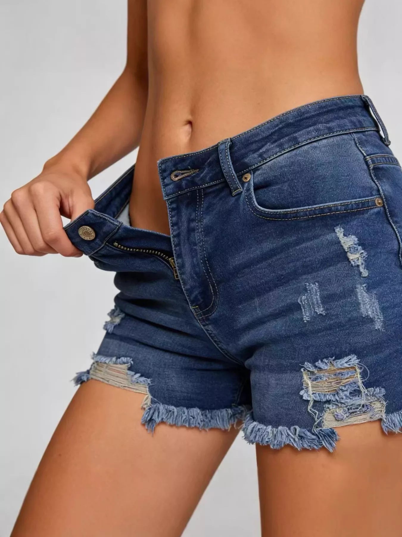 Women's Distressed Frayed Hem Denim Shorts Summer Casual Jean Cutoffs