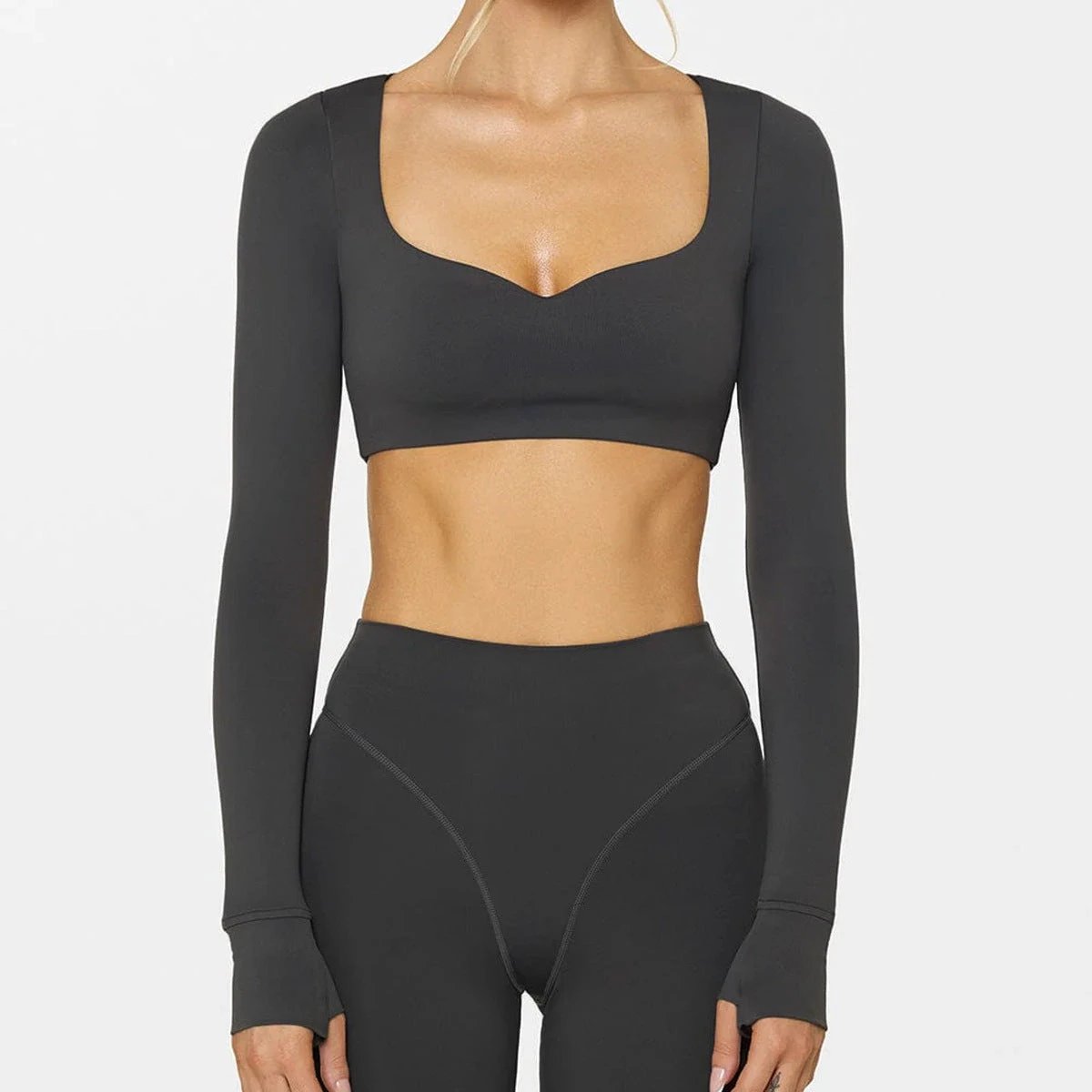 Yoga Abdominal Exercising Band Chest Pad Long Sleeve Top For Women