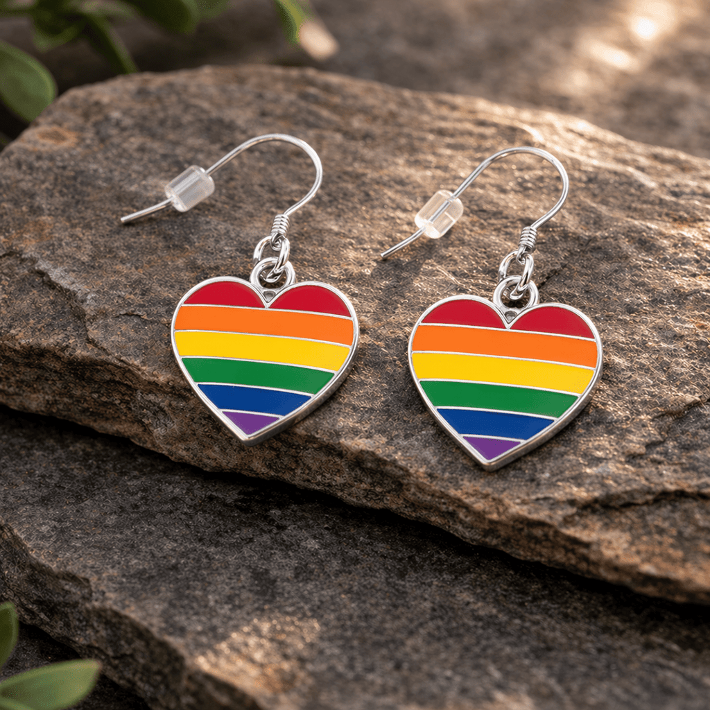 Rainbow Heart Hanging Earrings