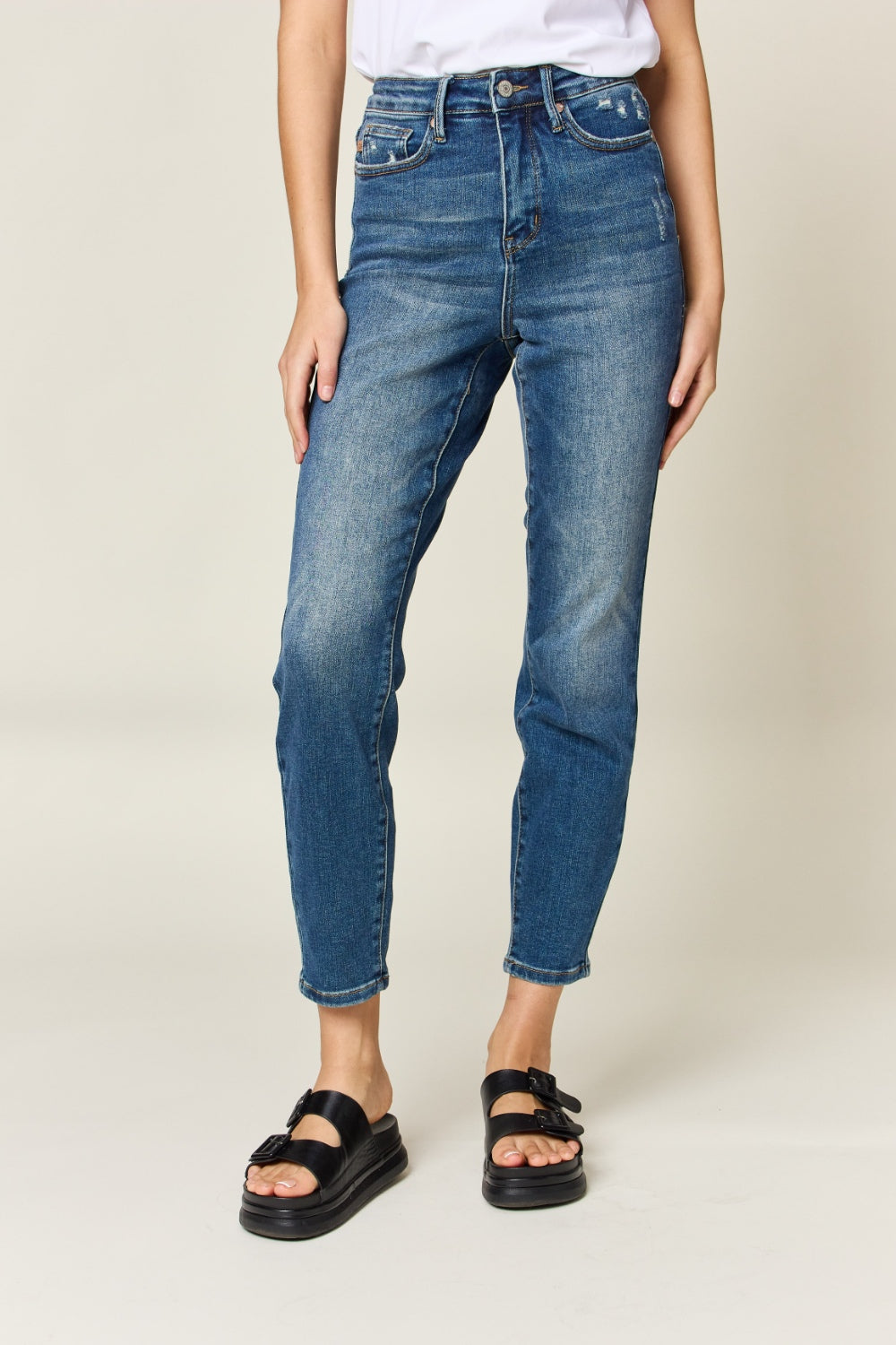 Judy Blue Tummy Control High Waist Slim Jeans For Women Full Size Midsection Smoothing Figure Flattering