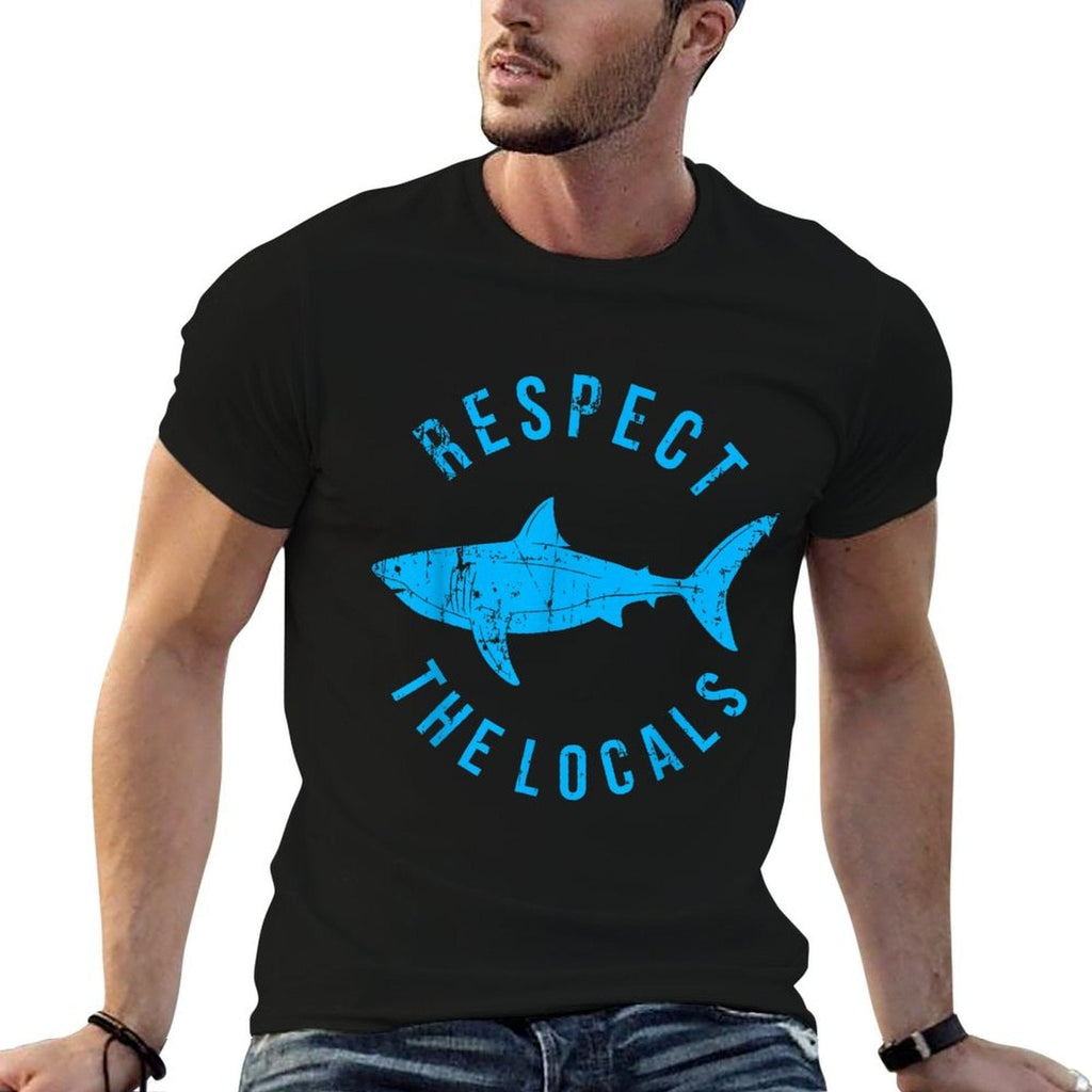 Respect The Locals Shark Ocean Animal Rights Biology Life  Slim-fit Cut T-Shirt