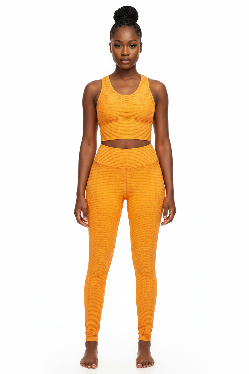 Golden Goddess Scrunch Butt Leggings and Sports Bra Set