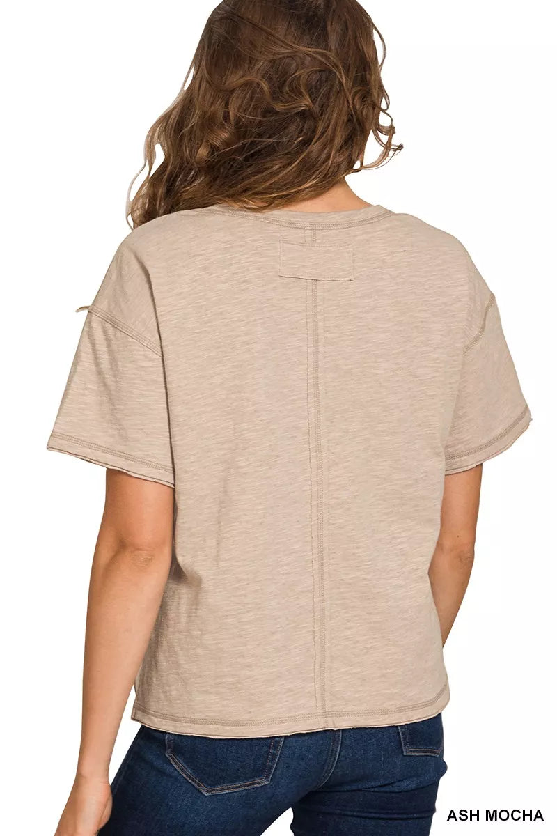 Zenana Cotton Slub Short Sleeve Tee - Relaxed Fit
