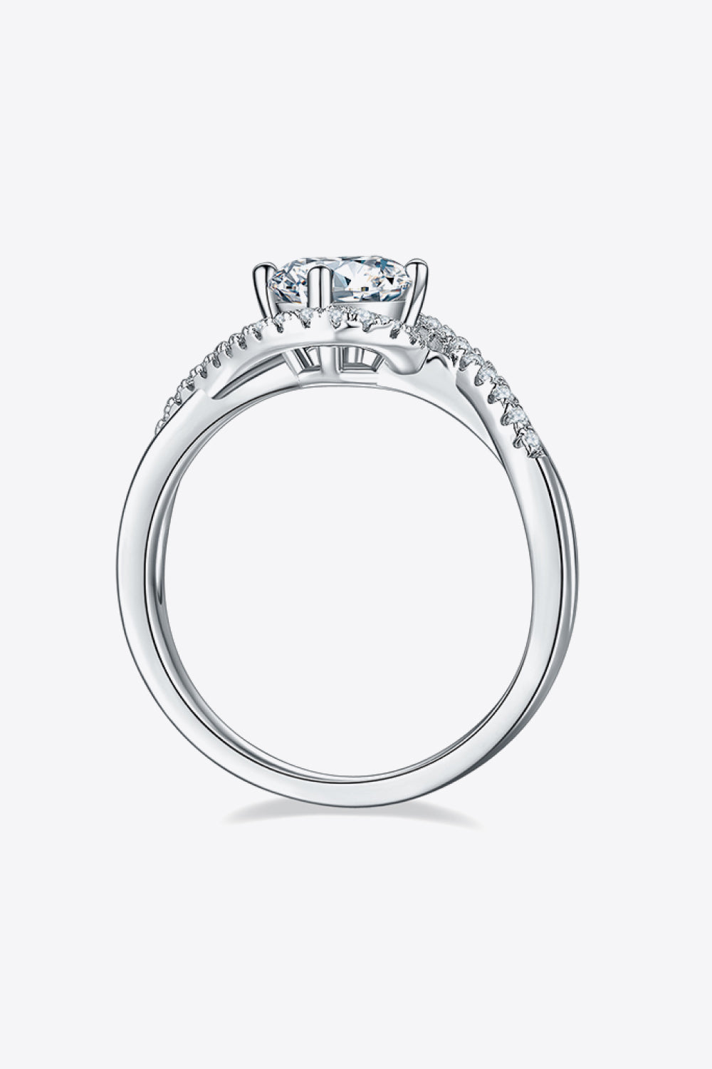 Adored 1 Carat Brilliant Round Cut Sparkala™ Platinum Over Pure Sterling Silver Crisscross Ring