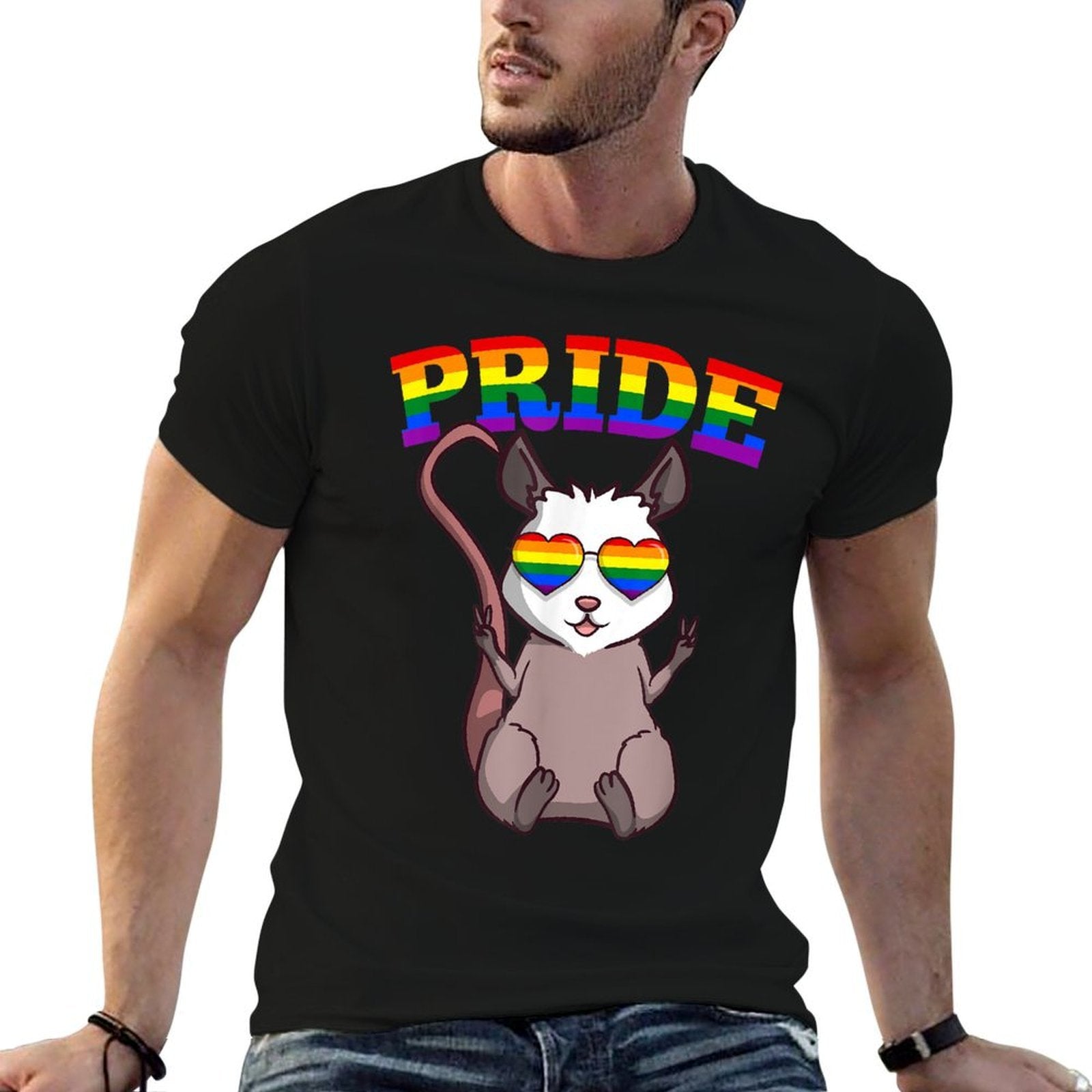 LGBT Possum Gay Pride Rainbow LGBTQ Cute Opossum  Tagless Design T-Shirt