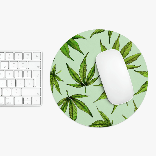 Green Marijuana Leaves Mouse Pad