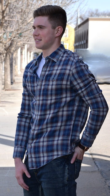 Indigo Plaid L/S Button Up