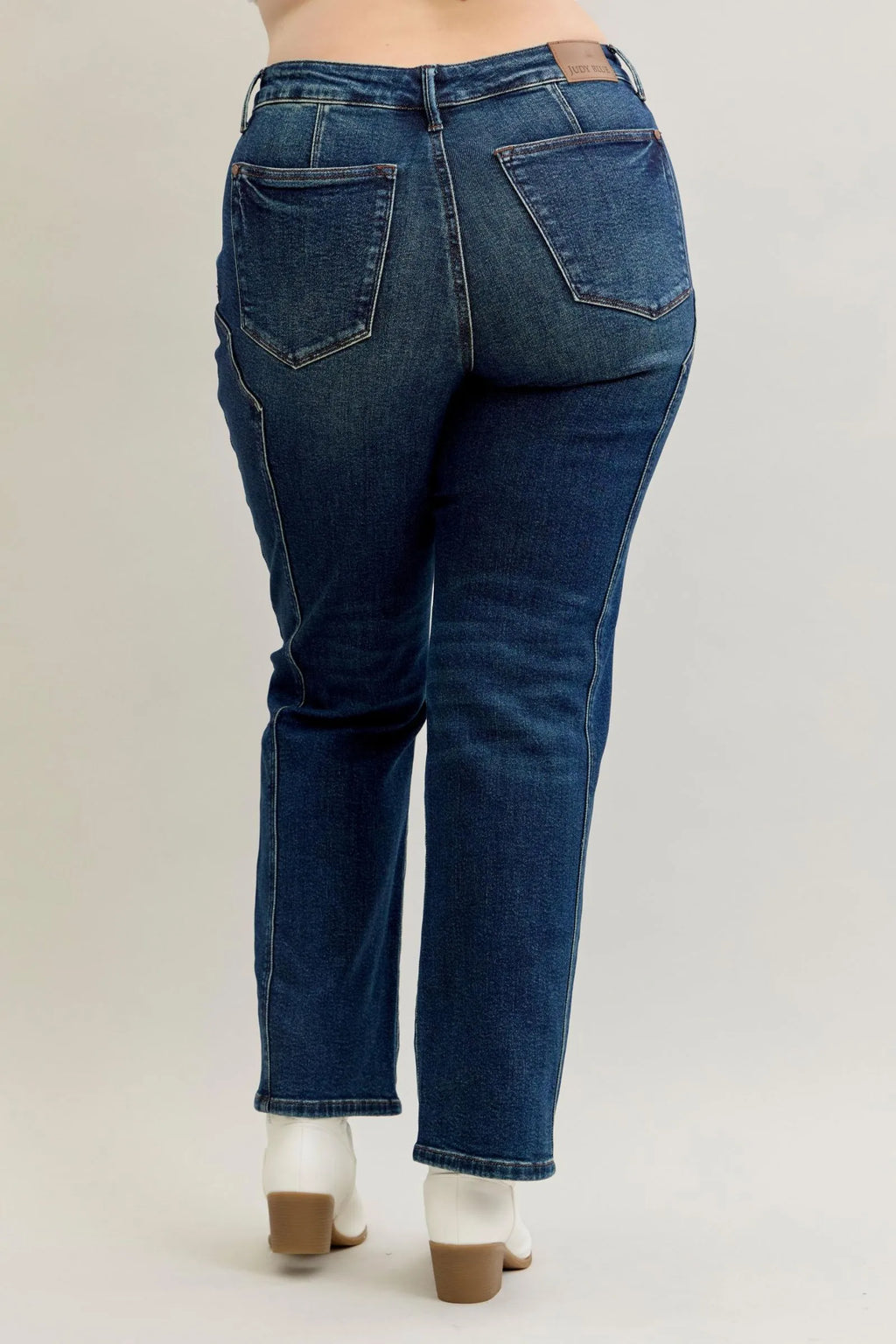 Judy Blue Plus Size Seam Detail Straight Leg Jeans With High Rise Stretch Comfort For Curvy Women