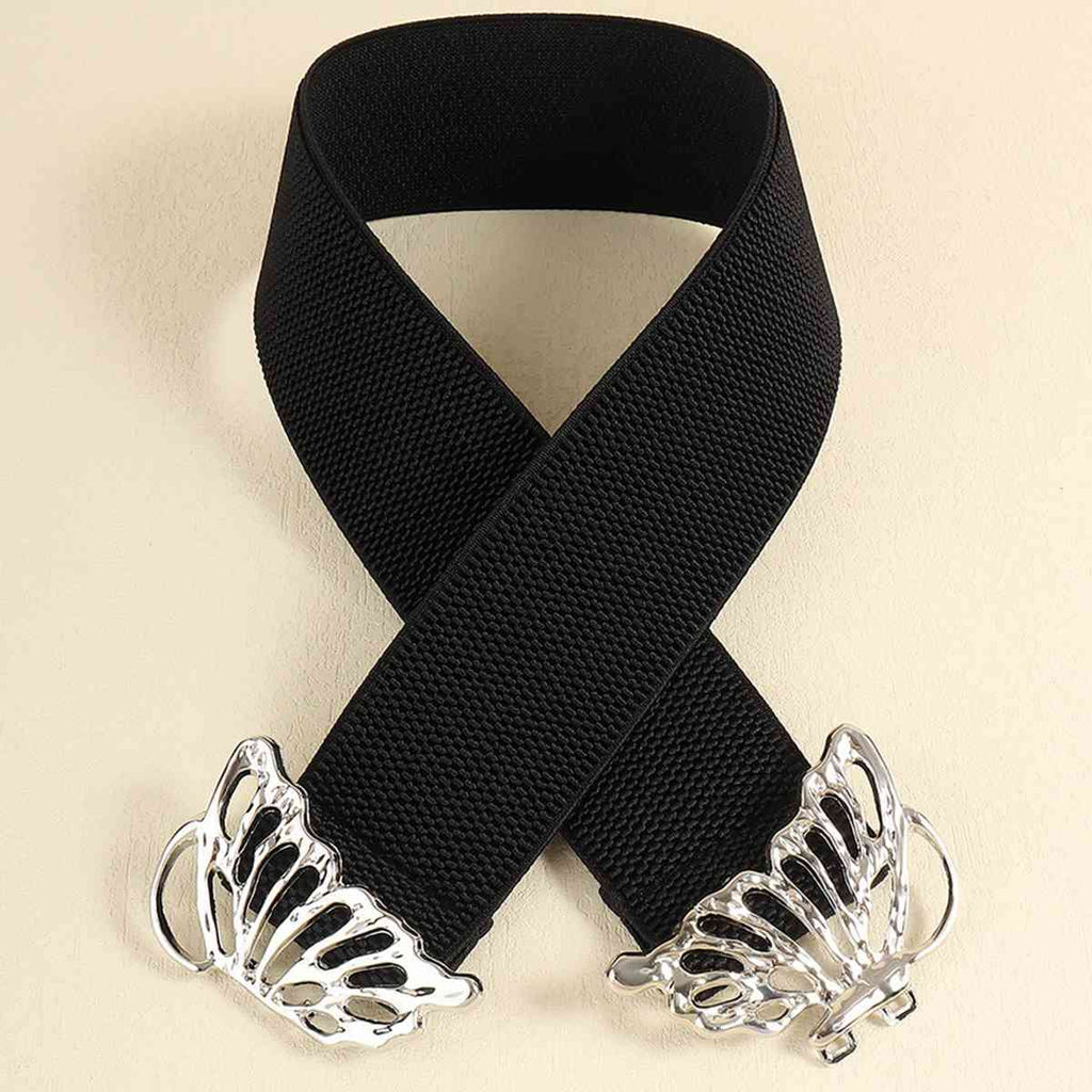 Butterfly Alloy Buckle Elastic Belt See size chart under “more details”
