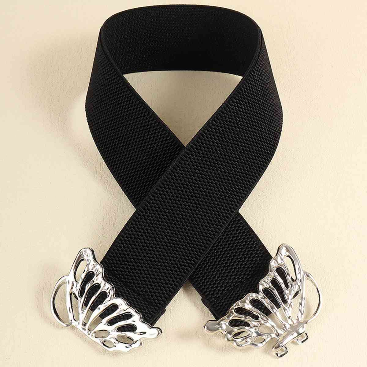 Butterfly Alloy Buckle Elastic Belt See size chart under “more details”
