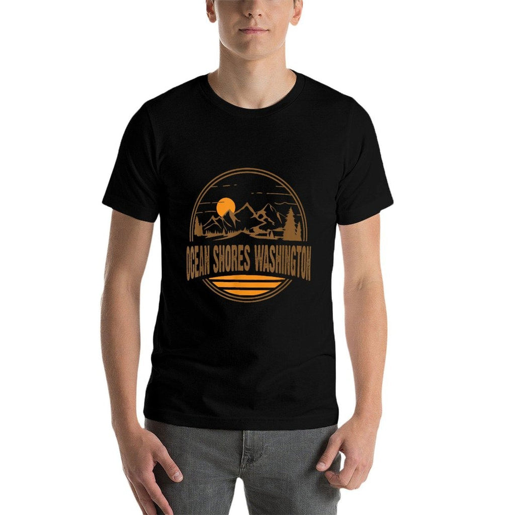 Retro Ocean Shores, Washington State Gift  Soft T-Shirt