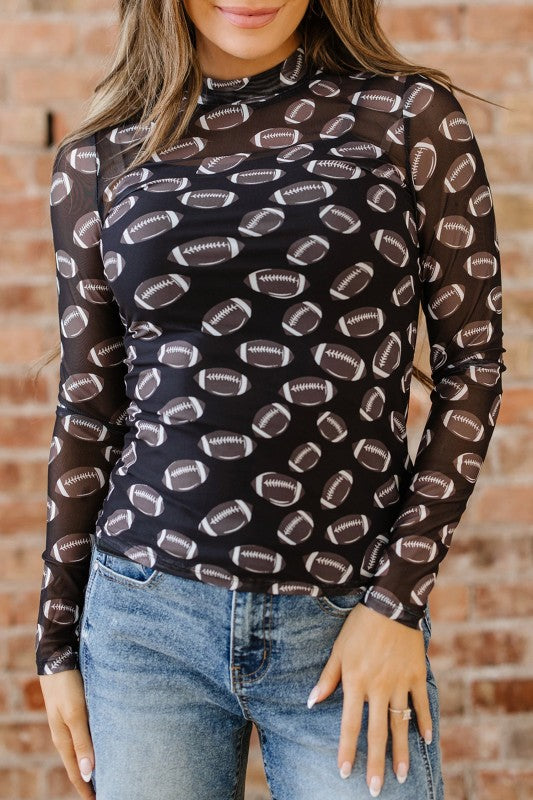 Maci Rugby Mesh Sheer Long Sleeve Top See size chart under “more details”