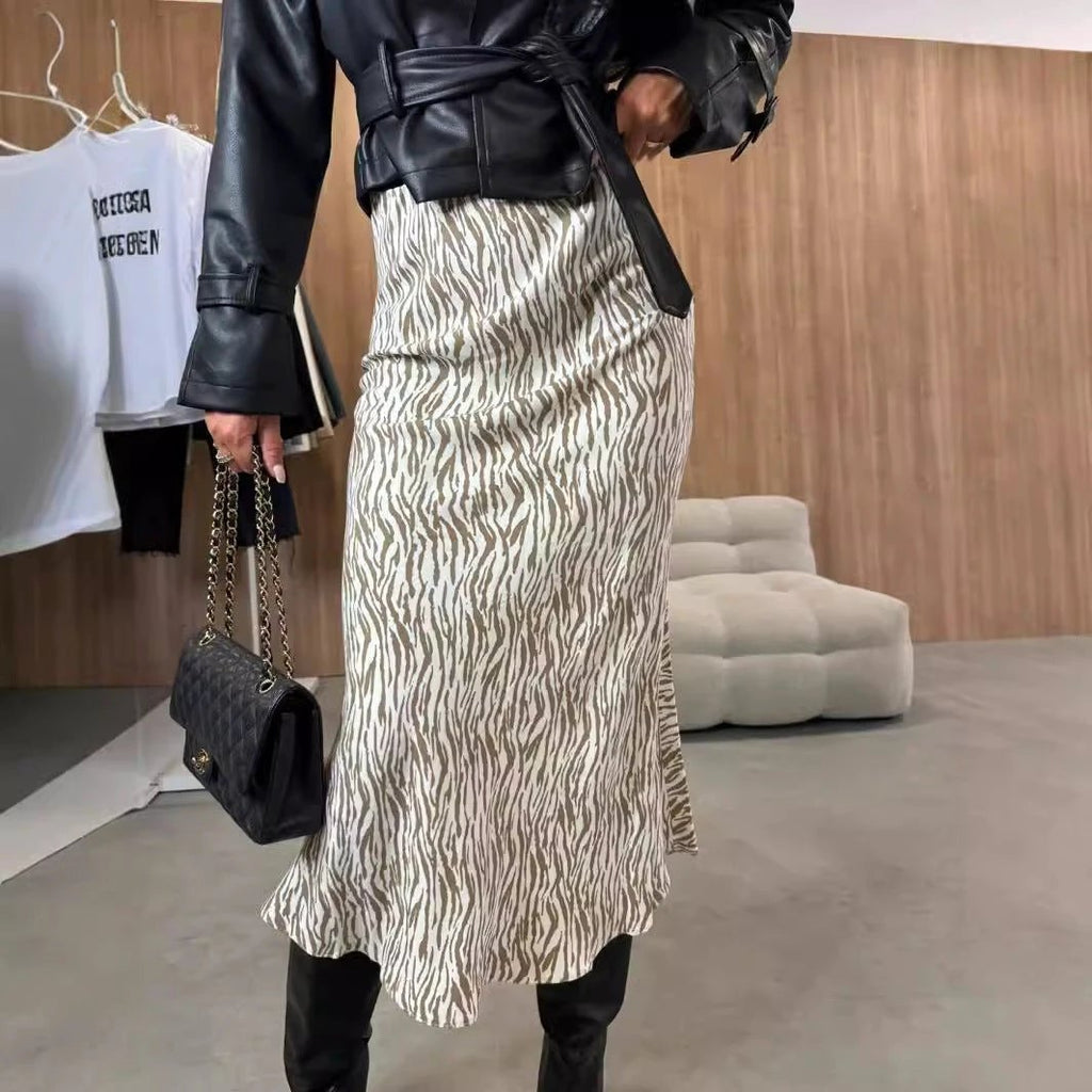 High Waist Slimming Women's Printed Wear Skirt
