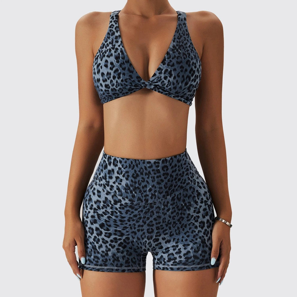 Leopard Print Nude Feel Yoga Clothes Beauty Back Skinny Peach Hip Raise High Waist Workout Clothes