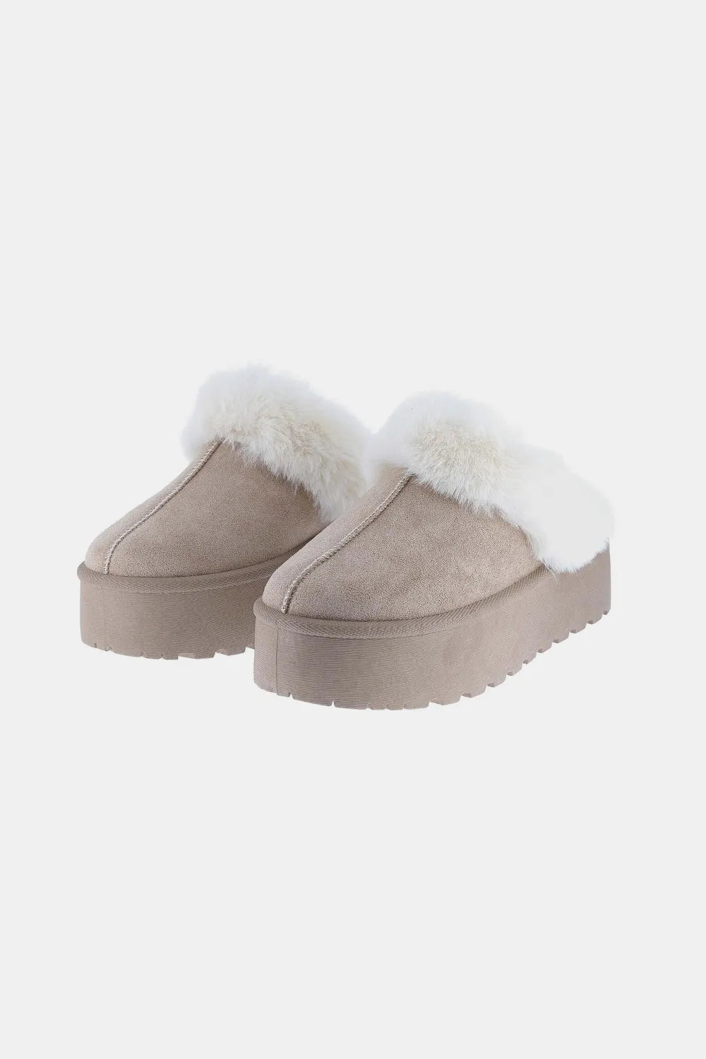 Weeboo Thick Bottom Fur Trim Snow Slippers – Taupe