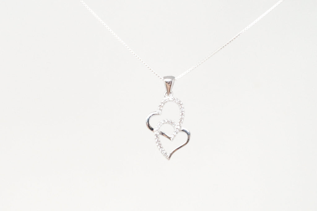 Vintage Open Hearts Forever Link Collection CZ Sterling Silver Necklace Pendant