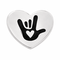 Sign Language Symbol for I Love You Deaf Sign Heart Pins