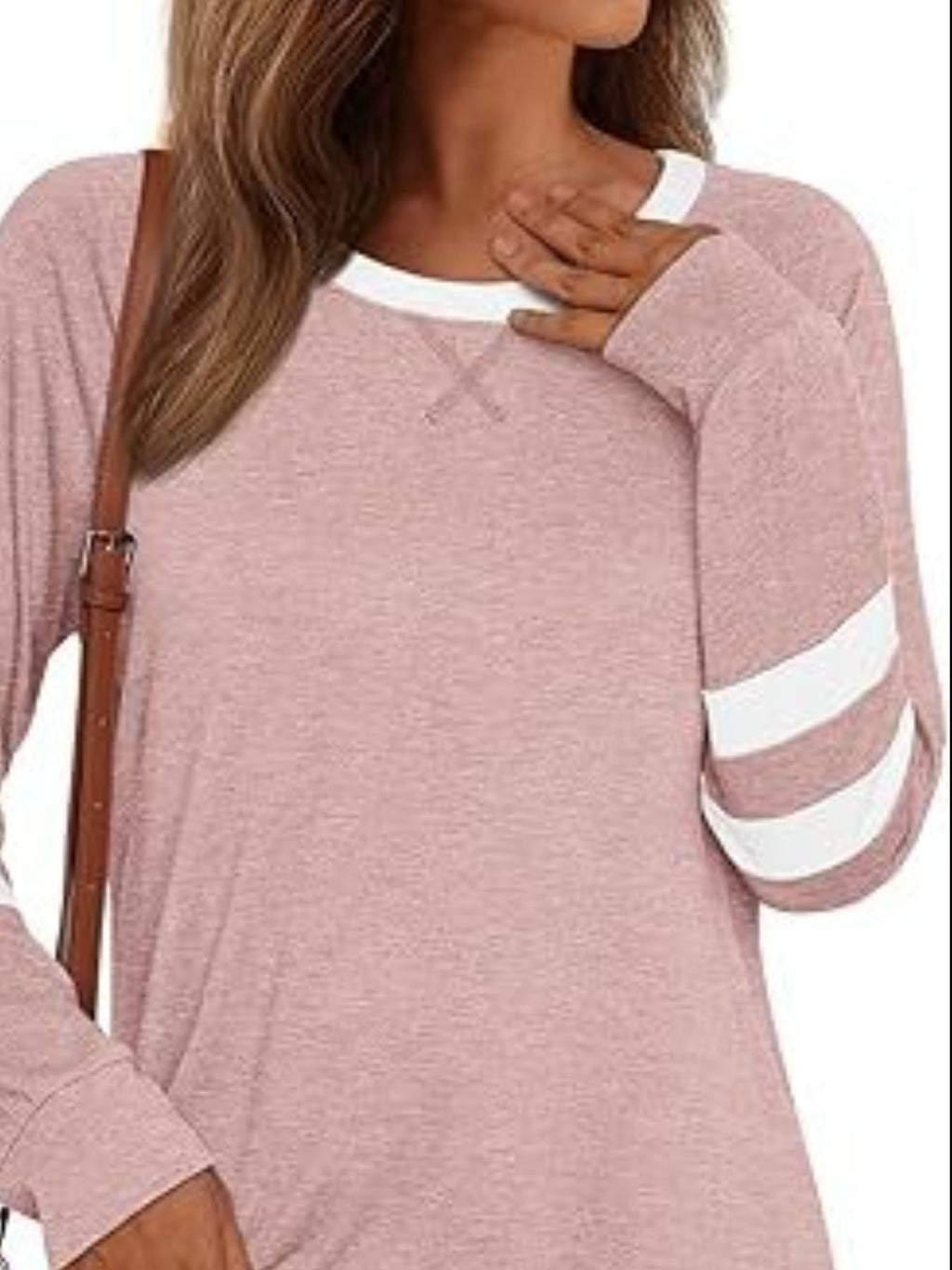 Women's Casual Navy Striped Long Sleeve Round Neck T-Shirt