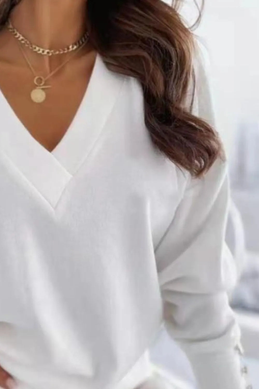 V-Neck Long Sleeve Women's Sweatshirt