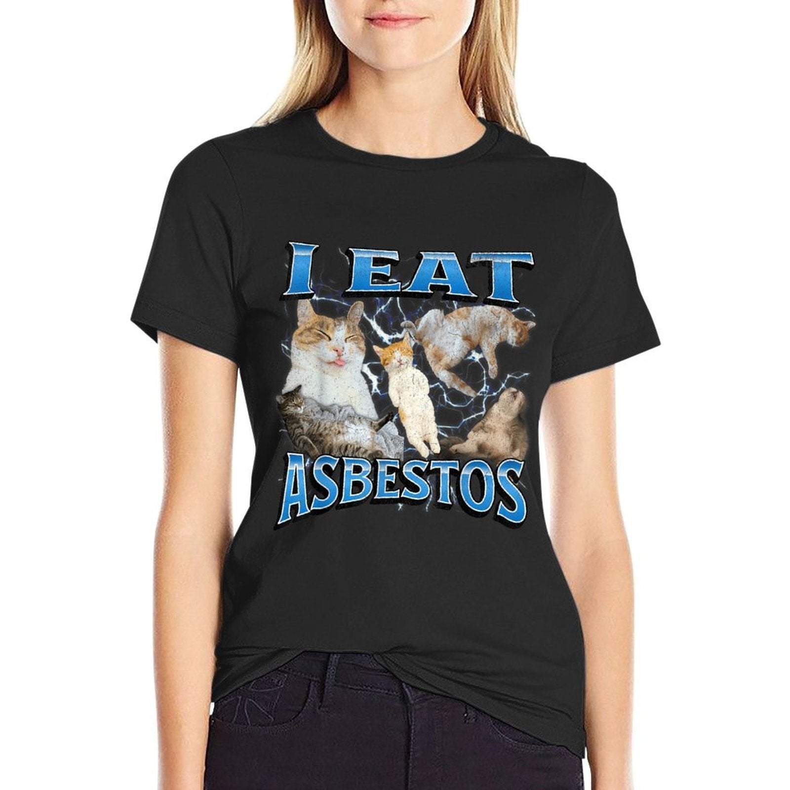 I Eat Asbestos Funny Offensive Cat Meme Bootleg Graphic  Slim-fit Cut T-Shirt