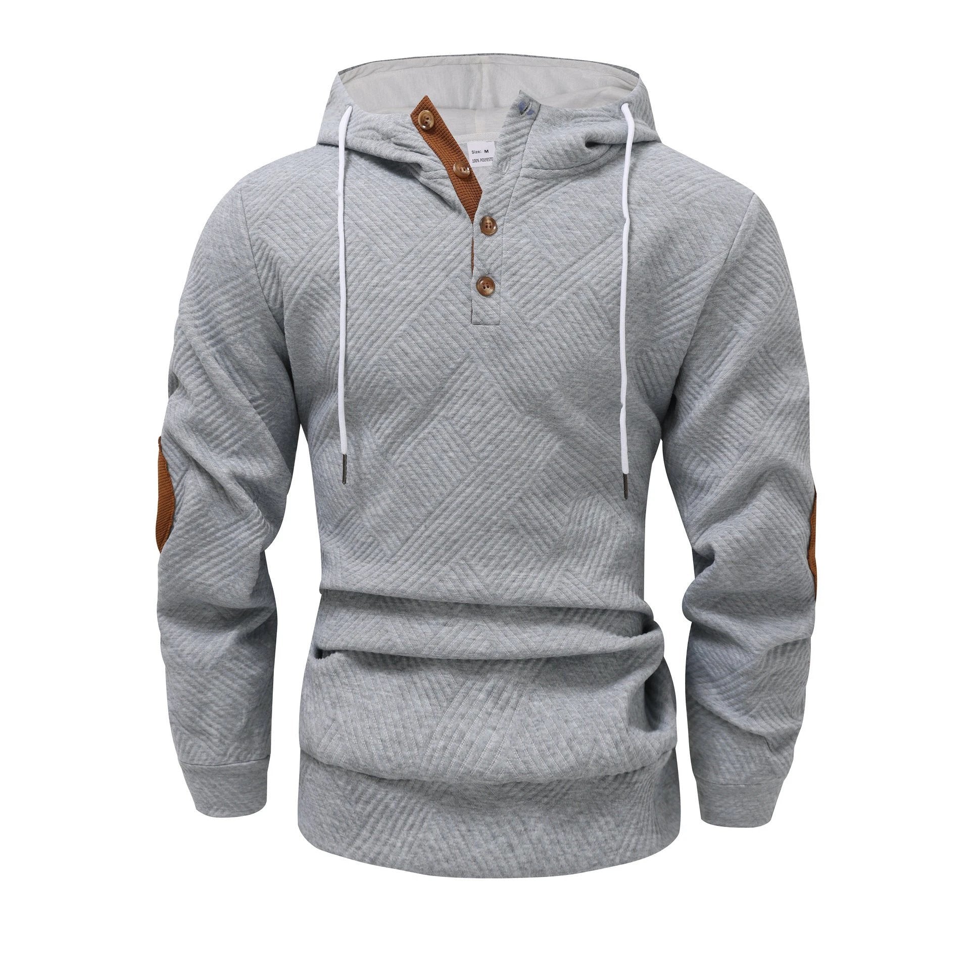 Men's Solid Color Loose Jacquard Hooded Sweater