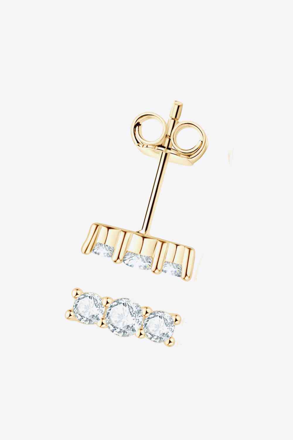 Heartbeat Rhythm Moissanite Stud Earrings – Modern Minimalist Design in 925 Sterling Silver See size chart under “more details”