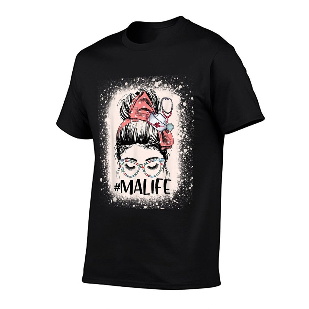 Medical Assistant Messy Bun MA Life Funny Nursing Assistant  Soft T-Shirt