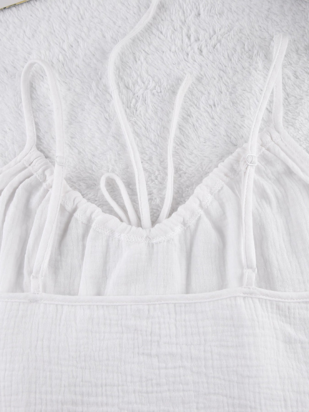 White Tie Front Relaxed Cami and Shorts Two-Piece Set