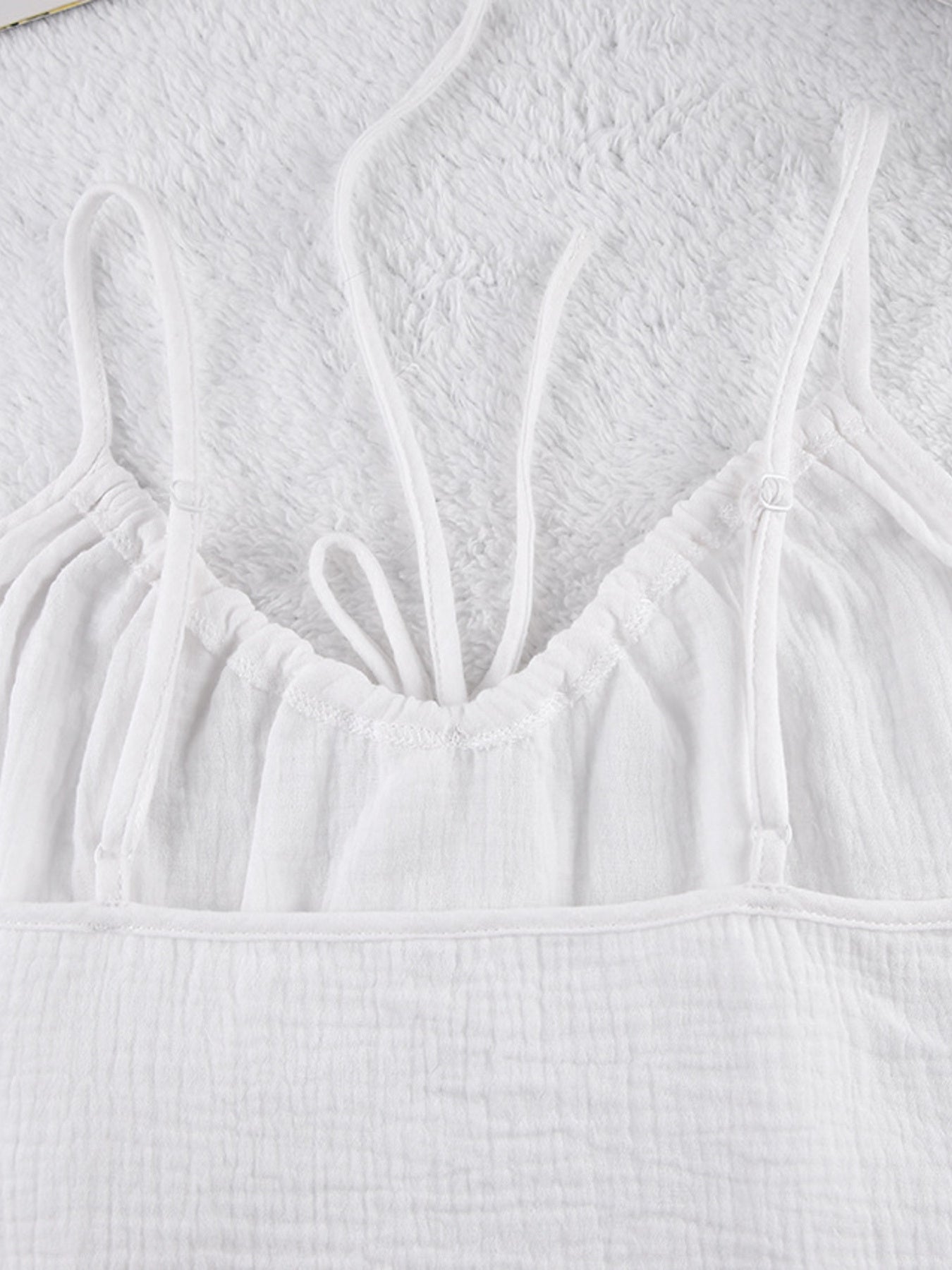 White Tie Front Relaxed Cami and Shorts Two-Piece Set