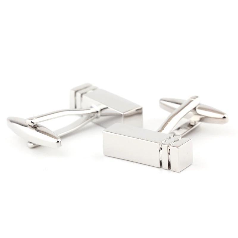 Rectangular Glossy Metal Cufflinks For Men
