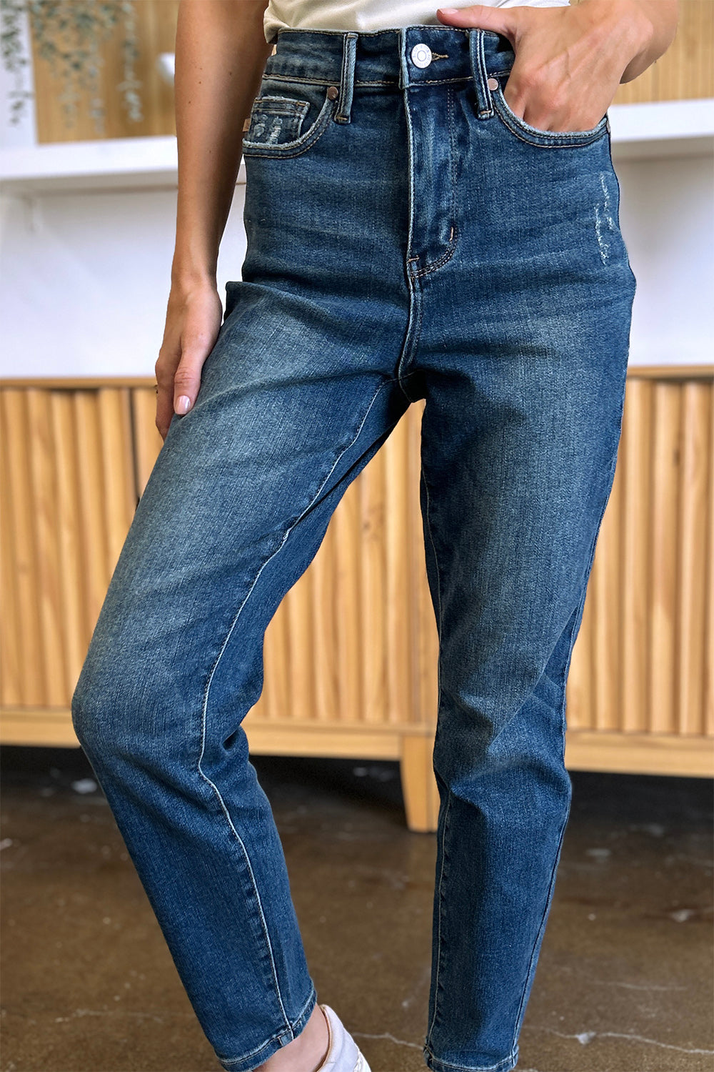 Judy Blue Tummy Control High Waist Slim Jeans For Women Full Size Midsection Smoothing Figure Flattering