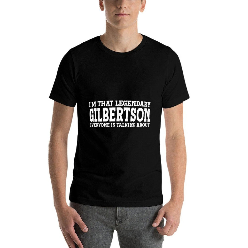 Gilbertson Surname Funny Team Family Last Name Gilbertson  Rolled Sleeves T-Shirt