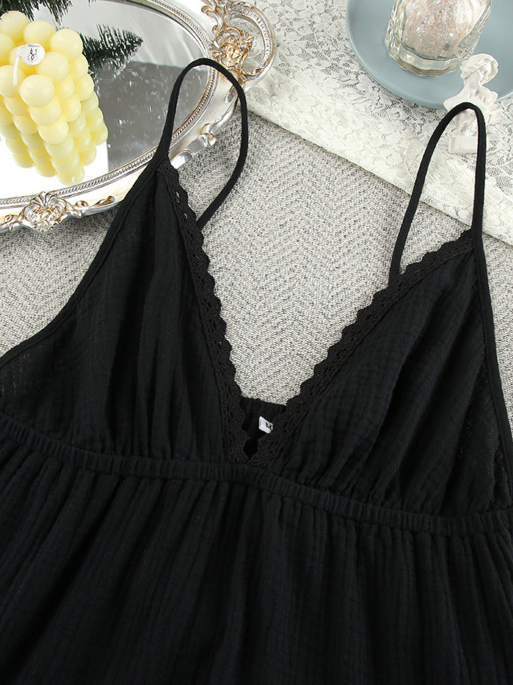 White V-Neck Tiered Mini Dress Sleeveless Cotton Summer Dress