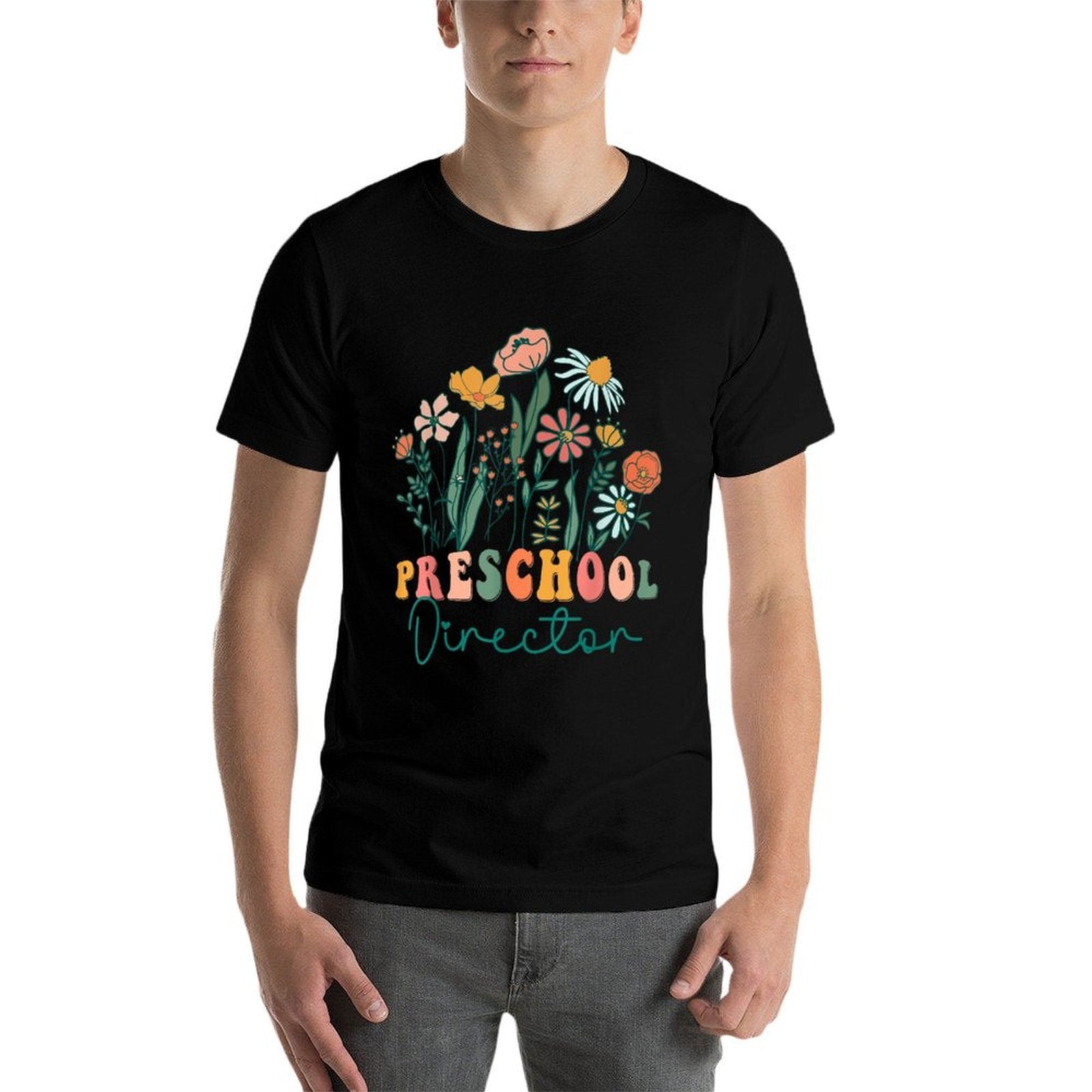 Groovy Wildflower Preschool Directors  Rolled Sleeves T-Shirt