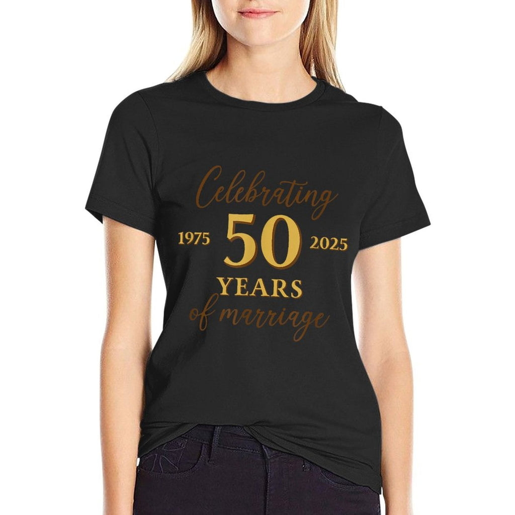 Funny 50 Years of Marriage 1975 50th Wedding Anniversary  Summer-ready Fabric T-Shirt