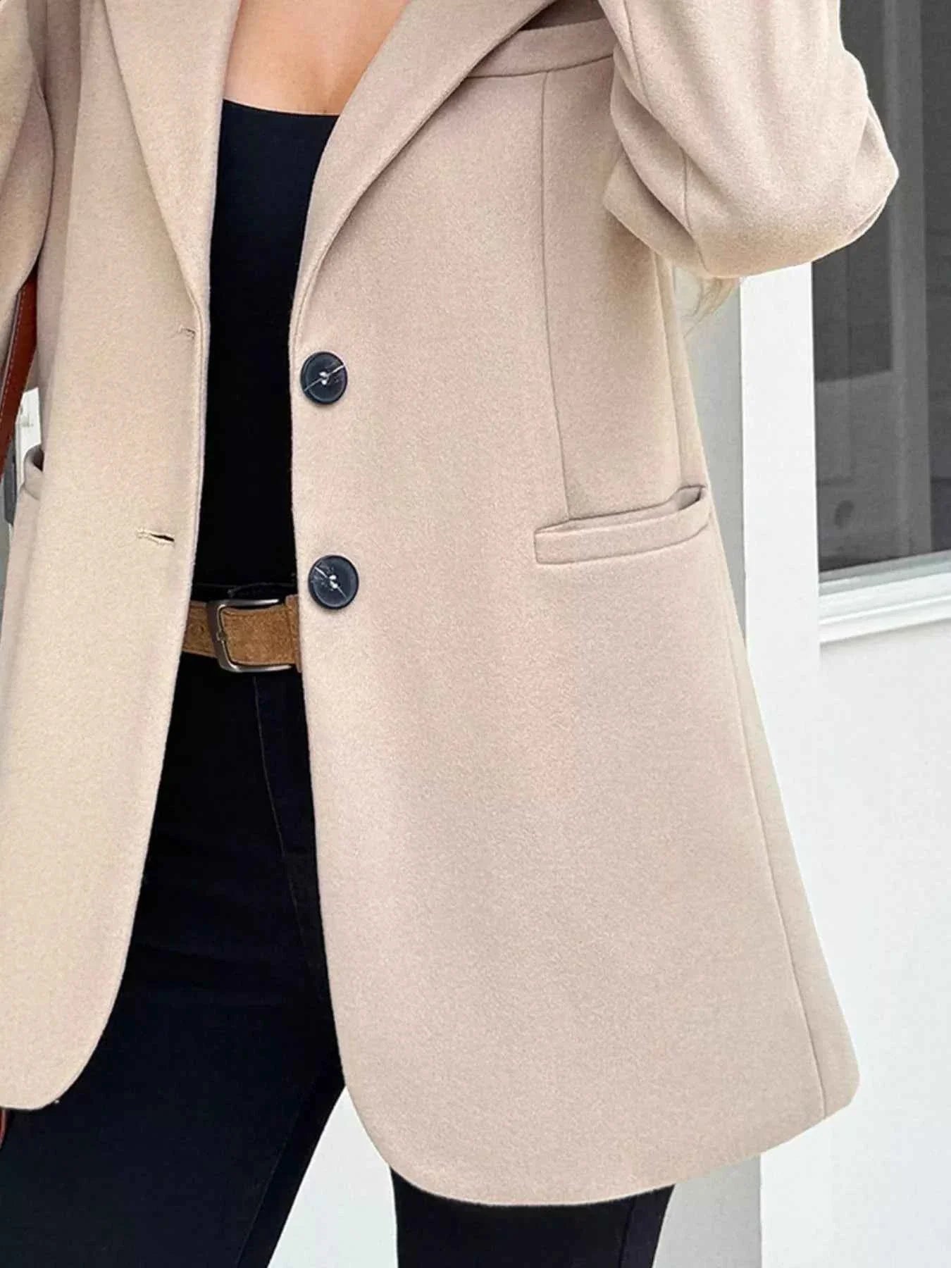 Lapel Collar Button Up Blazer