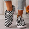 Women's Casual Checkerboard Canvas Slip-On Sneakers