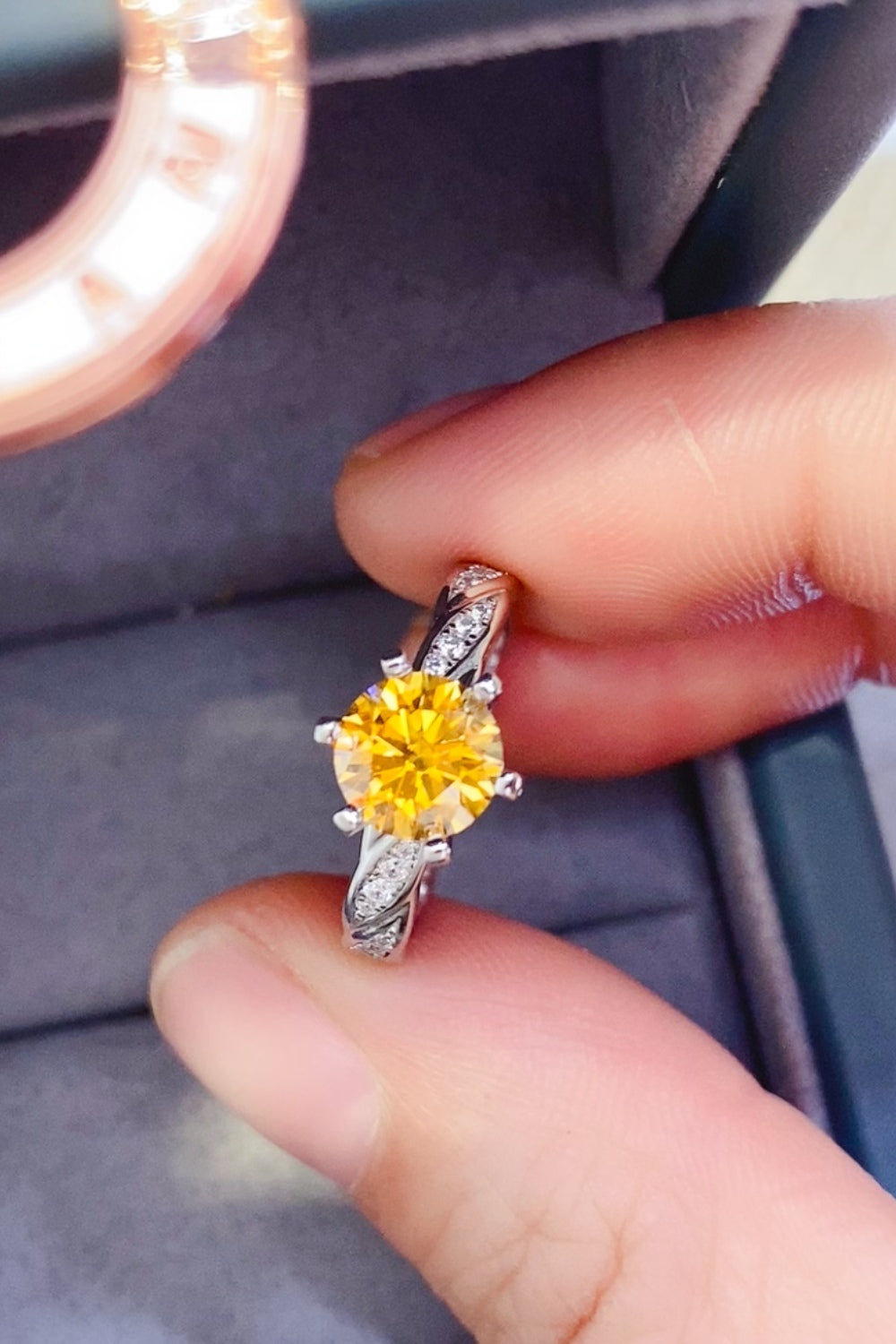 2 Carat Yellow Brilliant Round Cut Sparkala™ Pure Sterling Silver Ring