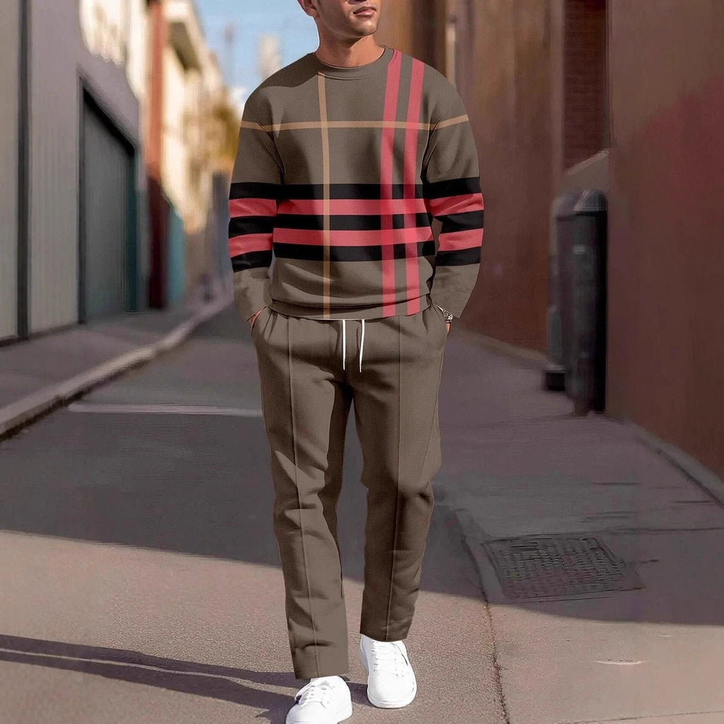Men's Round Neck Loose Sweatshirt And Sweatpants Set