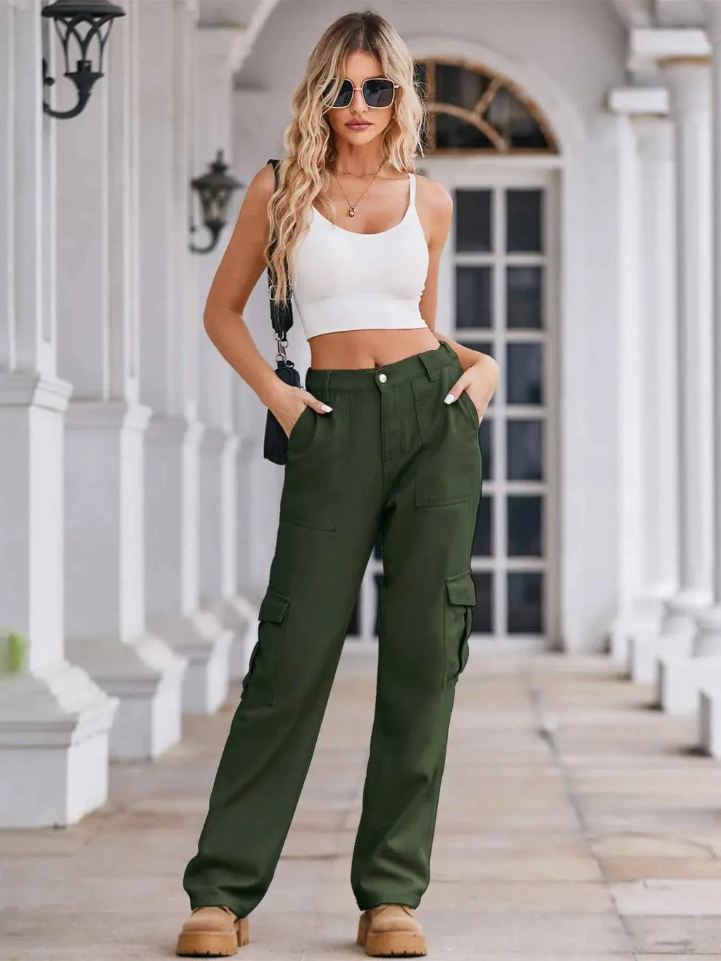 High-Waisted Cargo Jeans