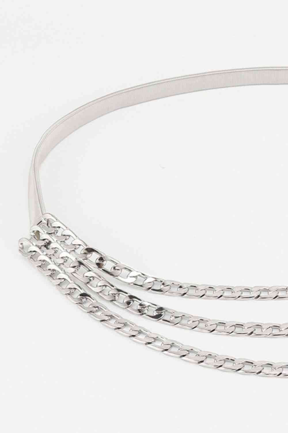 GlamourStyle Metal Triple-Layered Chain Belt – Eye-Catching Fashion Accessory See size chart under “more details”