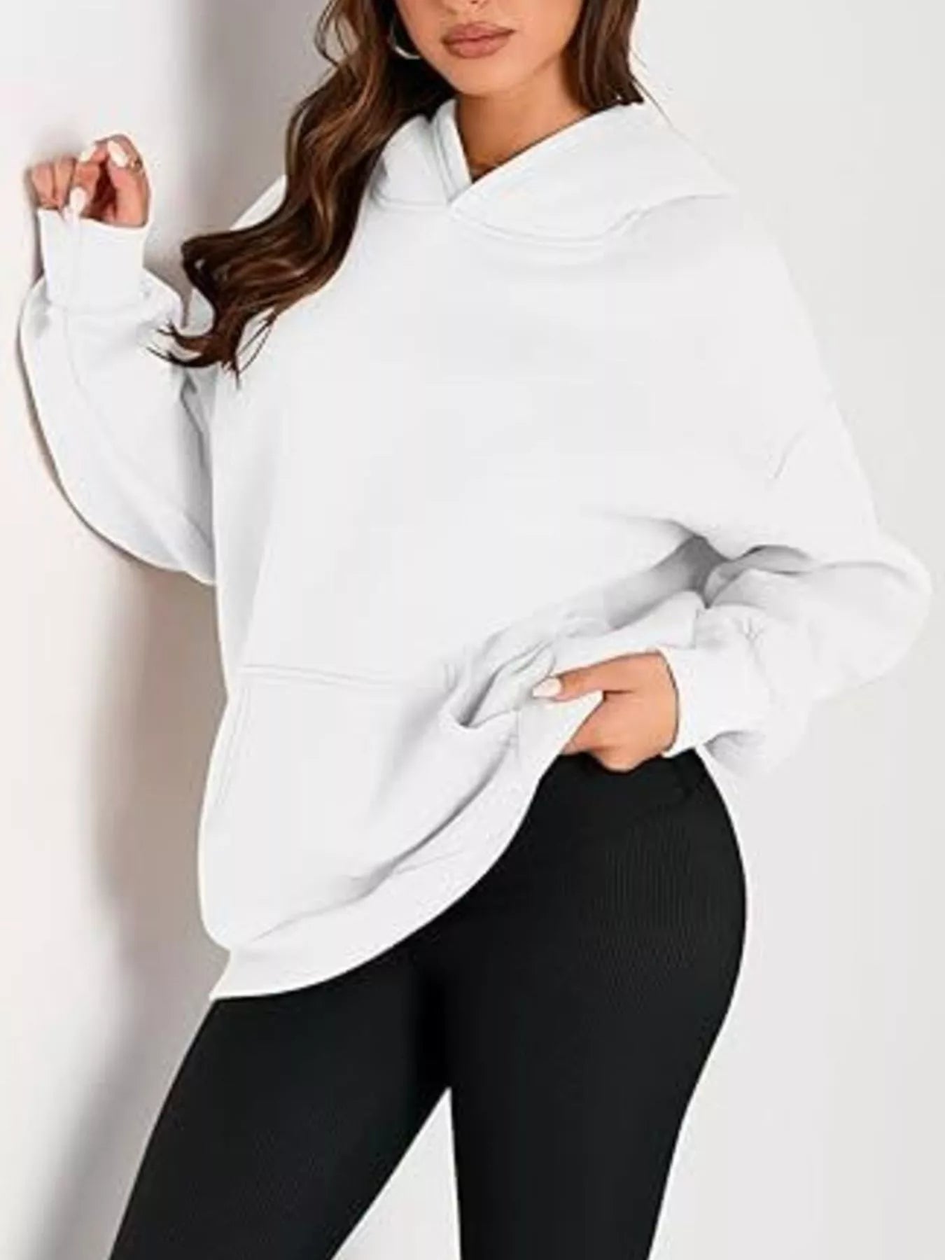 Women's Kangaroo Pocket Long Sleeve Hoodie Comfortable Pullover