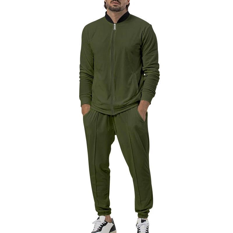 Casual Zipper Long Sleeve Men's Coat Trousers Suit