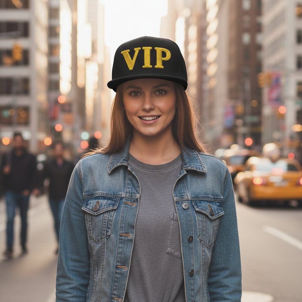 VIP Embroidered Flat Bill Cap