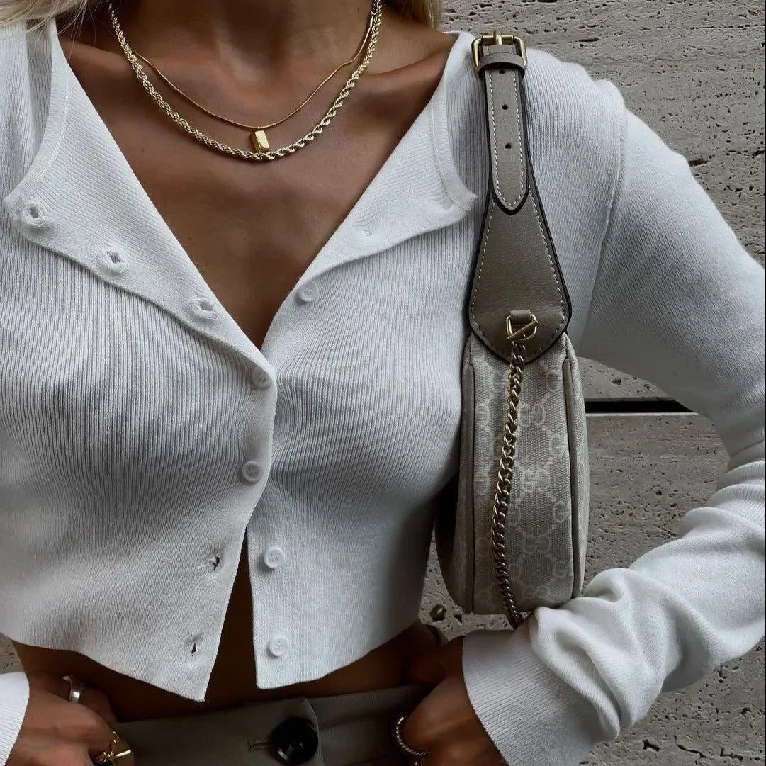 Edna White Knitted Cardigan